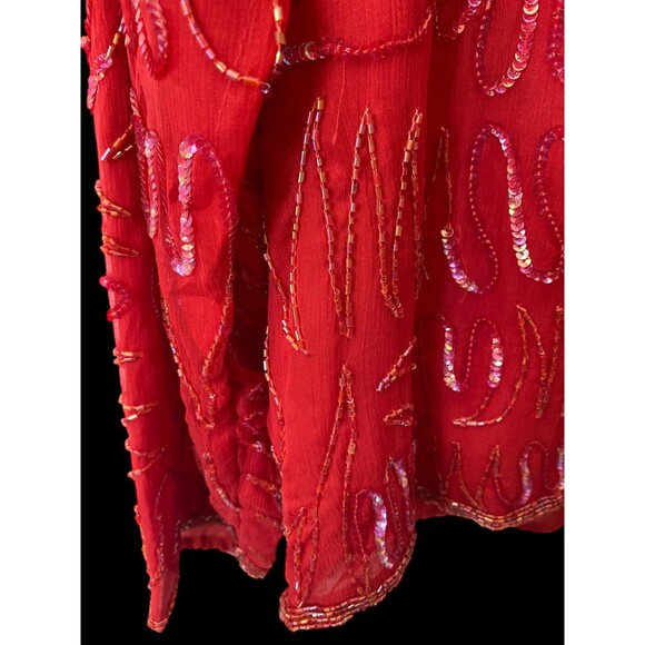 Blouse Womens Plus Size XL Silk Sequins Beaded Embroidered Vintage Gatsby - Picture 11 of 16